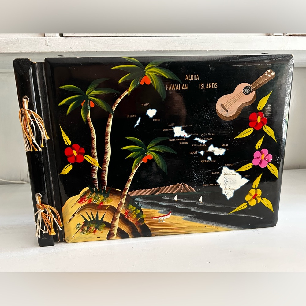 1950s Hand Painted Hawaii Photo Album Scrapbook